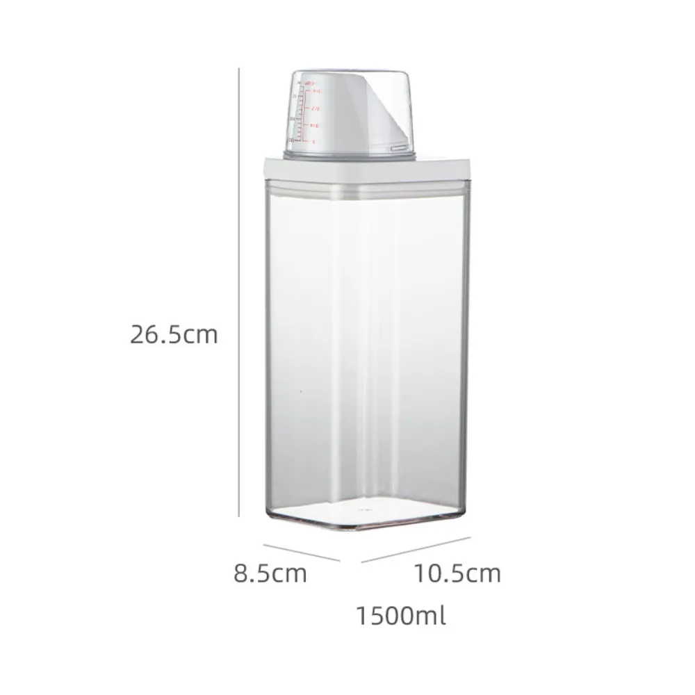 

Transparent Laundry Detergent Dispenser Bottle with Measuring Cup Sealed Laundry Powder Storage Box Multipurpose