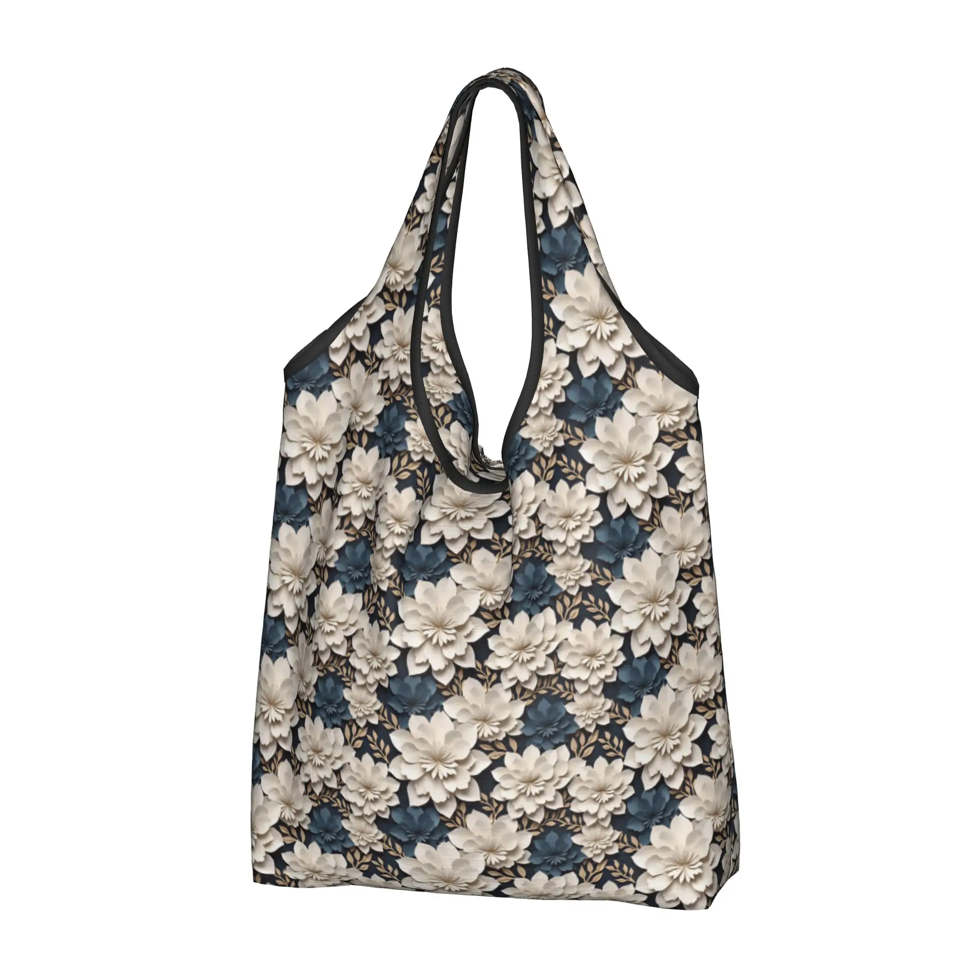 Recycling Fashion Trend 3D Flowers Shopping Bag Women Tote Bag Portable Luxury High 3D Floral Grocery Shopper Bags