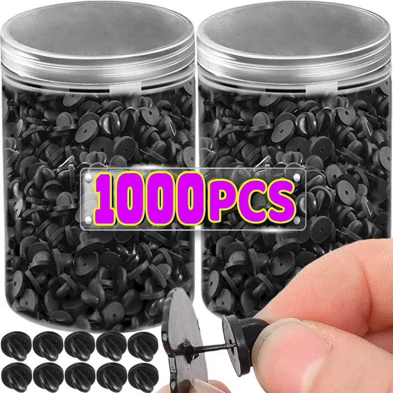 1000pcs Black PVC Rubber Pin Backs Butterfly Clutch Tie Tack Lapel Holder Clasp Pin Cap Keepers for Uniform Badges Replacement