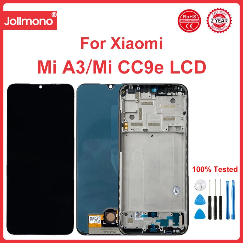 

6.01" Mi A3 Screen Replacement, for Xiaomi Mi A3 M1906F9SH Lcd Display Digital Touch Screen with Frame for Xiaomi Mi CC9e