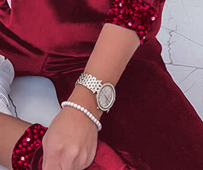 여성 2피스 의류 세트 벨벳 스티칭 스팽글 V넥 긴팔 루즈핏 탑 스웨트셔츠 & 슬림 하이웨이스트 팬츠 레깅스