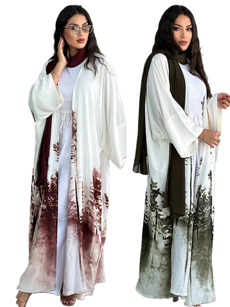 

2024 Summer Tie Dyeing Color Open Kimono Abaya Dubai Muslim Kaftan Dress Islamic Clothing Abayas For Women Caftan Marocain Femme