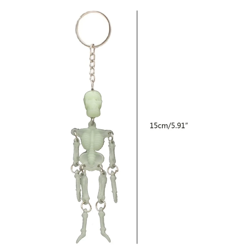 Luminous Skull Keychain Car Keyring Multi-jointed Skeleton Gothic Horror Pendant Halloween Ghost Jewelry Couple Gift