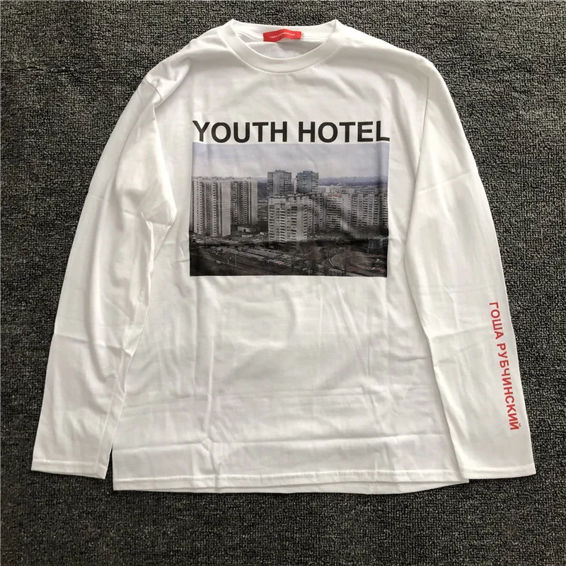 Gosha Building Long Sleeve Youth Hotel Russian  032c HD Digital Print Loose Tide Brand