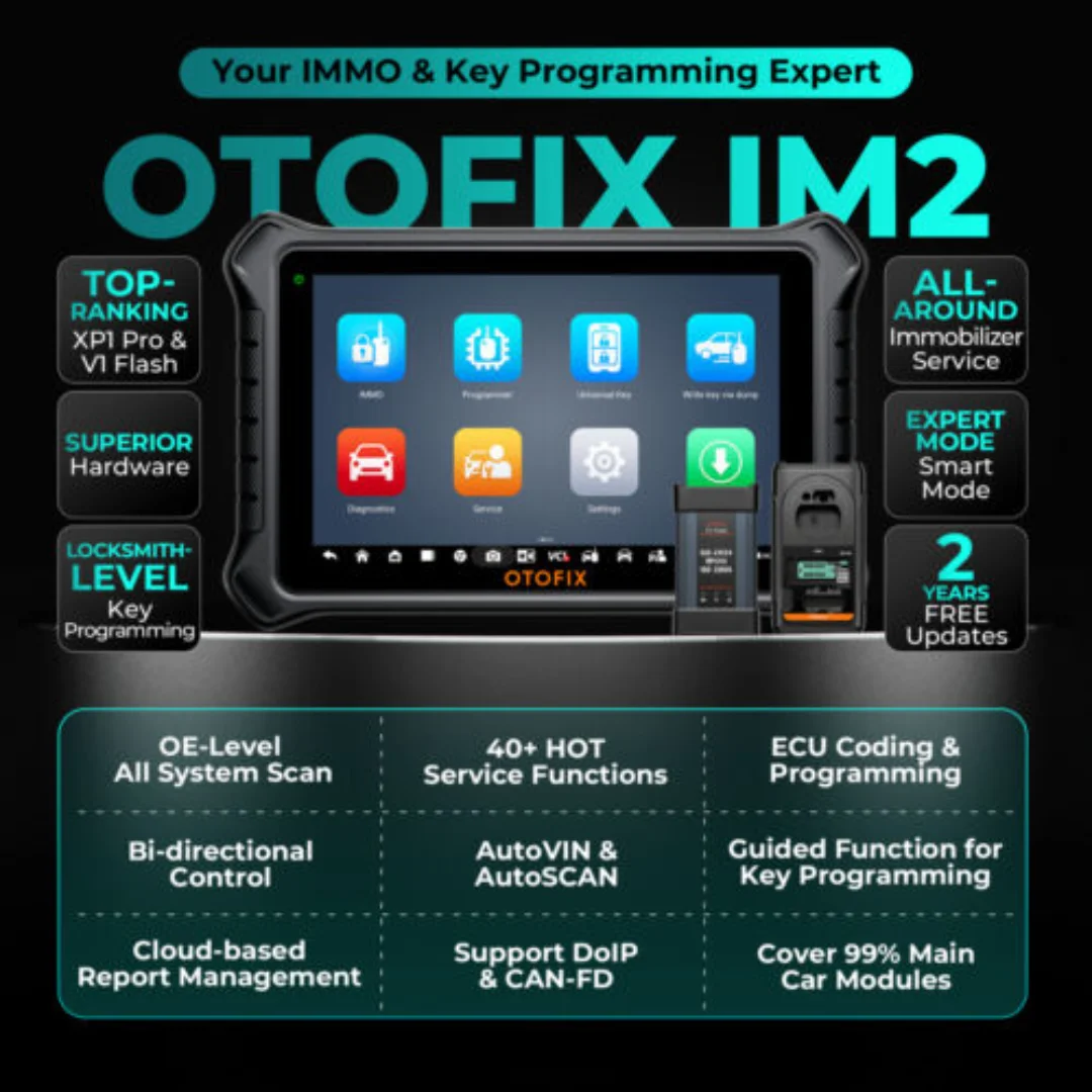 OTOFIX IM2 Advanced IMMO Key Programmer and Diagnostic Tool with XP1 PRO & V1 Flash Key FOB Programming Device Same Functions as