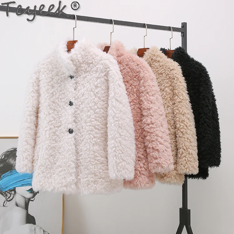 Tcyeek 100% Wool Jacket Warm Sheep Shearling Coat Winter Jackets for Women Mid-length Women's Fur Coat Jaqueta Feminina 2024