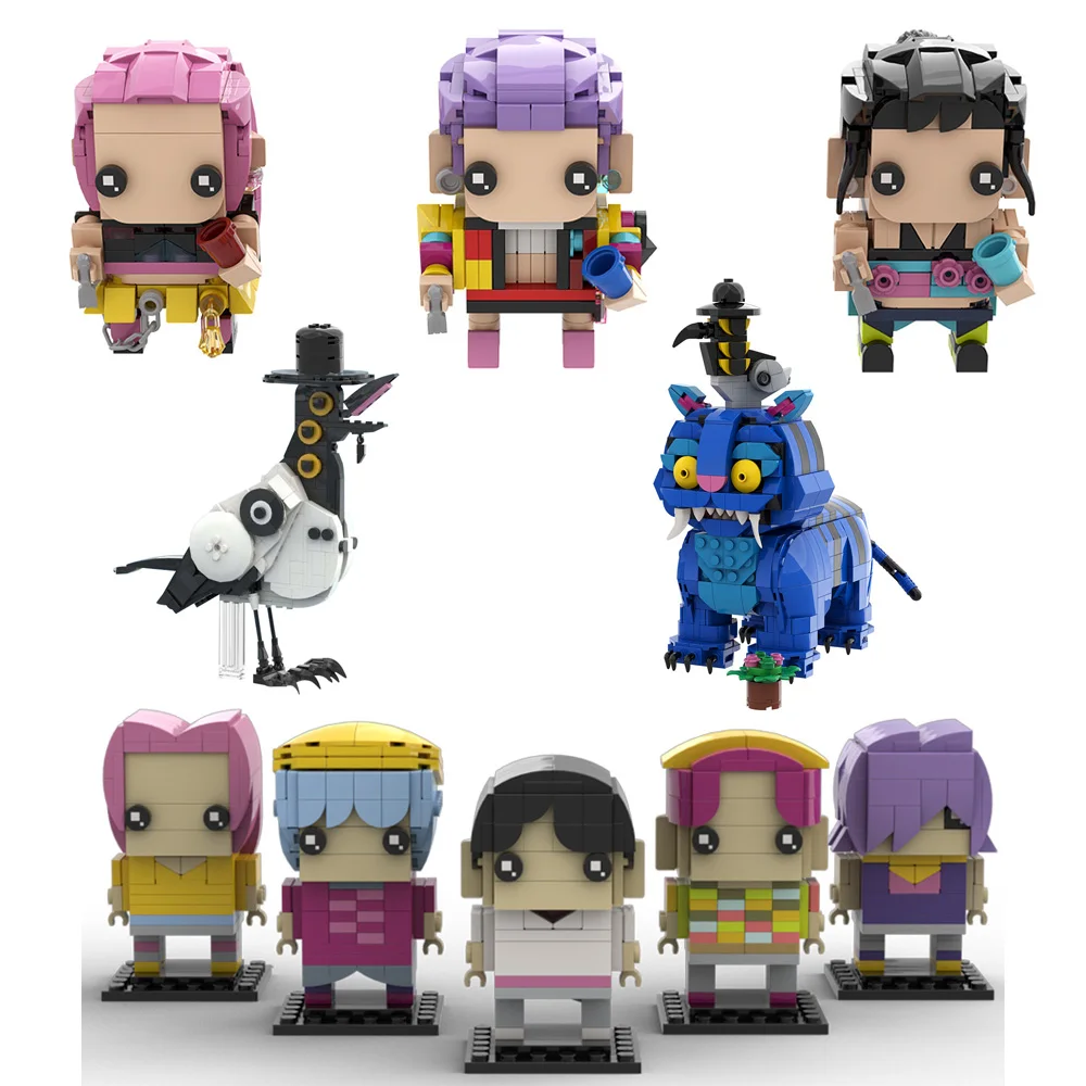 

Gobricks MOC K-pop Demon Hunters Lion Crow Bricks Model K-pop Demon Hunters Rumi Sussie Demonic Magpie Building Blocks Toys Gift