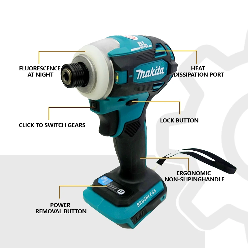 Makita DTD172 180NM Cordless Impact Driver LXT 18V BL Brushless Power Tools Motor Electric Drill Wood/olt/T-Mode Rechargeable