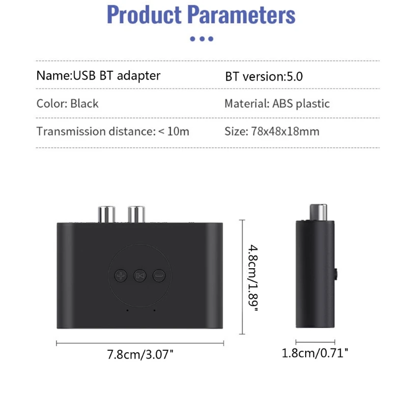 Receptor inalámbrico compatible con Adaptador 5.0 Dual-RCA 3,5mm Aux