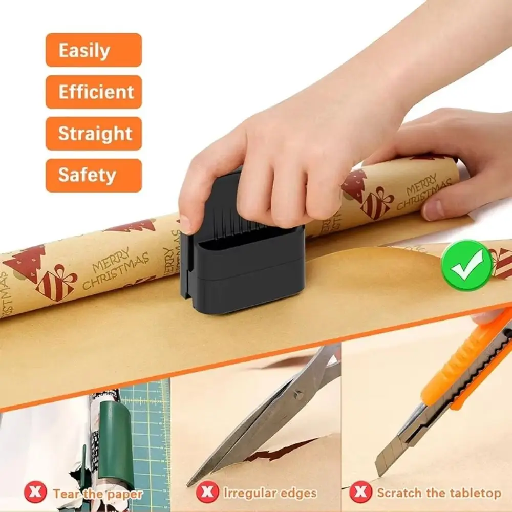 Wrap Cutter Wrapping Paper Cutter Non Slip Compact Versatile Roll Cutting Tool Safety Stable Gift Wrap Cutter