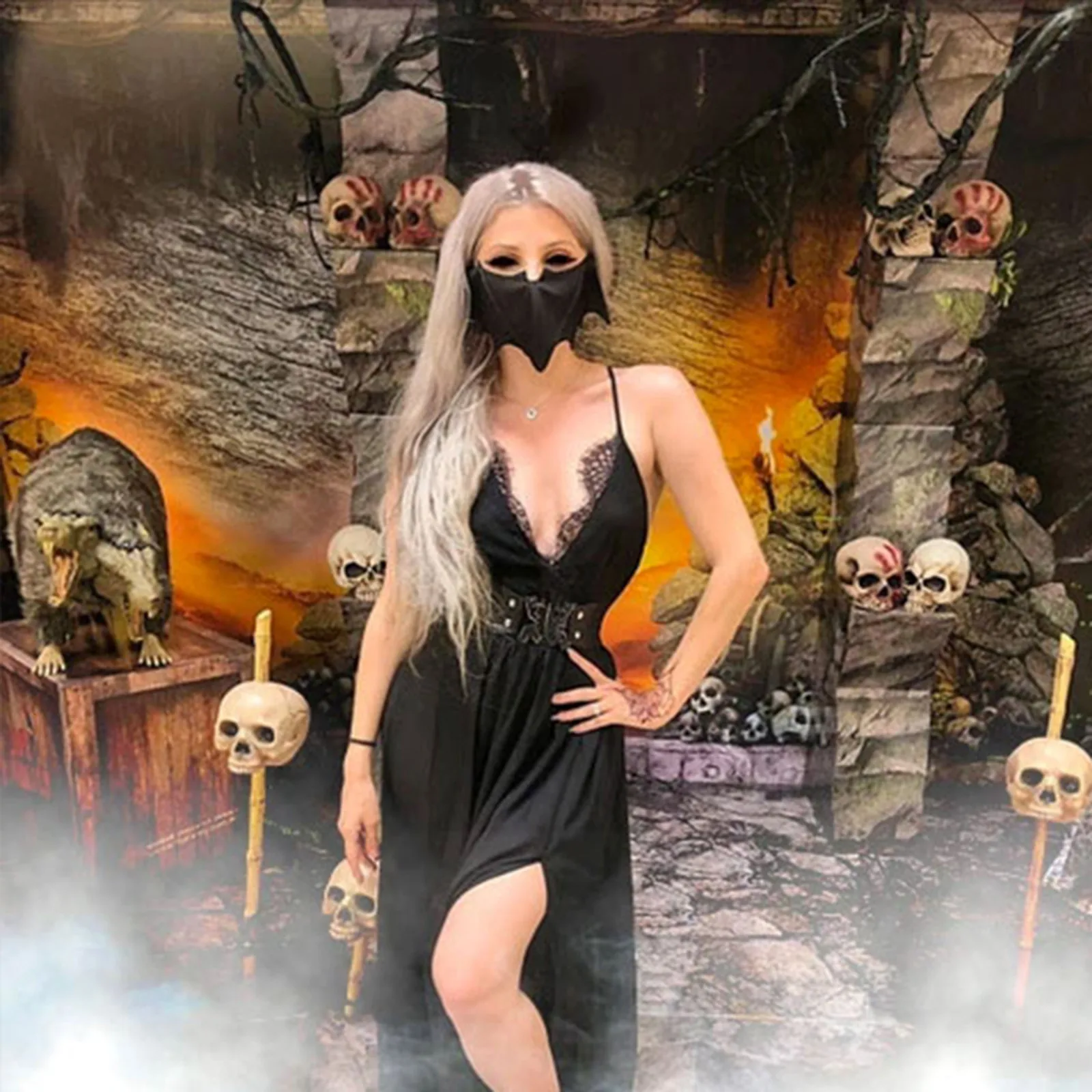 قناع مبتكر بنمط الخفافيش للجنسين مريح ومسامي وسهل الارتداء، مناسب للارتداء في الحدث اليومي في الهواء الطلق #4