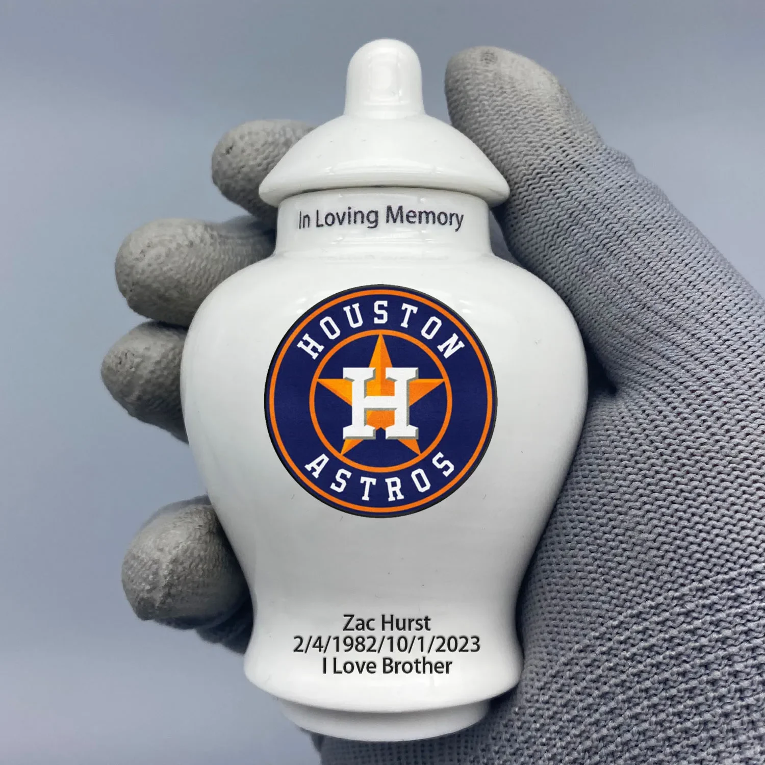 Mini Urn for Houston Astros-themed Logo Custom Urn.Send me the name/date you want to appear on the urn by Remarks Message