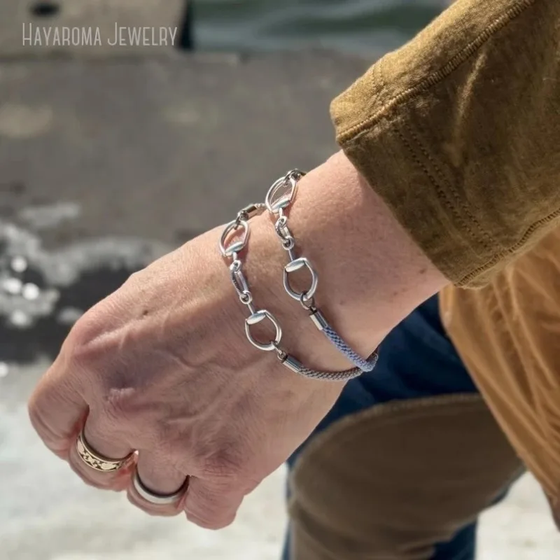 High Quality Horsebit Snaffle Bit Charm Bracelet Woven Cord Equestrian Jewelry Gift for Women European American style bracelet