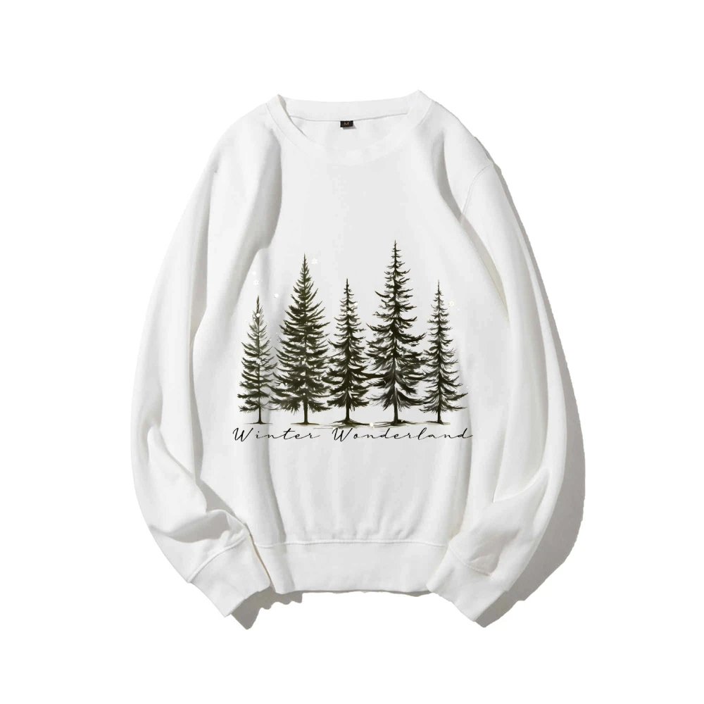 Bluza graficzna Y2k Winter Wonderland Trees Print Clothes Przytulna sezonowa odzież codzienna Modny miękki design Bluza z chłodną atmosferą