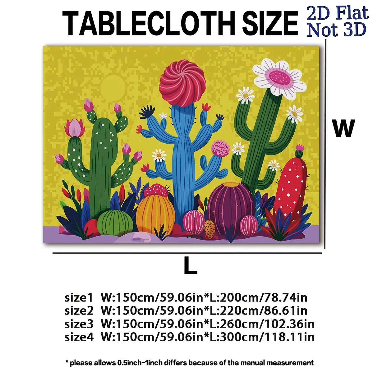 Vibrant Cactus Print Waterproof Tablecloth for Dining Room Kitchen Counter Decor Home Party Supplies