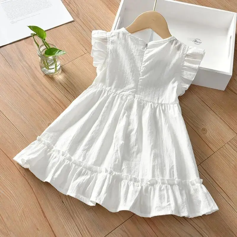 Girls Baby Dress Pure Cotton White Dress Summer Dress New Little Girl Sleeveless Thin Dress Children\'s Princess Dress