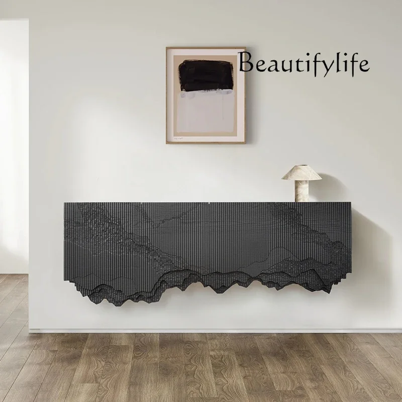 

living room furniture sets Art relief wall cabinet special-shaped black wall villa wall-mounted entrance cabinet high-end decora