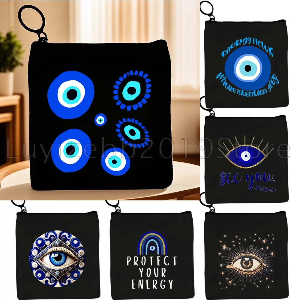 التركية ماجيك نزار اليونان الأزرق عين الشر همسة تميمة اليونانية ماندالا المرأة حقيبة قماش قنب محفظة نسائية للعملات المعدنية مفتاح حافظة حقيبة محفظة سستة الحقيبة