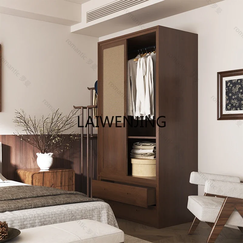 

MJY solid wood rattan bedroom wardrobe multi-functional storage combination cabinet customization