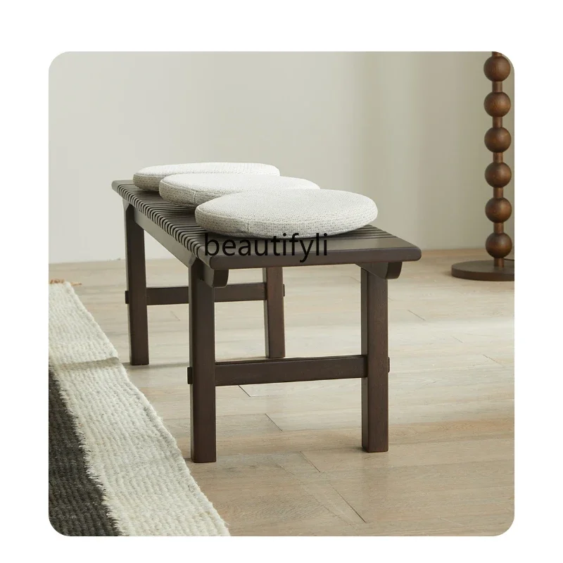 

Black Walnut Pure Solid Wood Bench Suitable for Multi-Scene Bench Shoe Changing Stool Bed End Stool Tea Room Bench