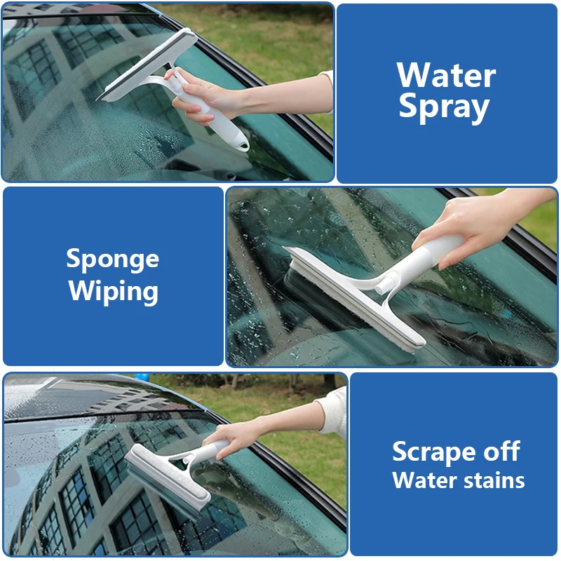 3 In 1 Glass Cleaning with Spray Bottle Wipe Shower Screen Window Tool Multi-Purpose Car Windshield Cleaner Washing Accessories