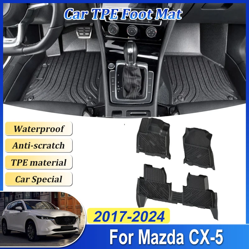 

Автомобильный коврик для Mazda CX-5 CX5 2017-2024 RHD TPE, панель для ног, коврик для ковра, водонепроницаемая деталь, полный Tappeto, аксессуары против грязи