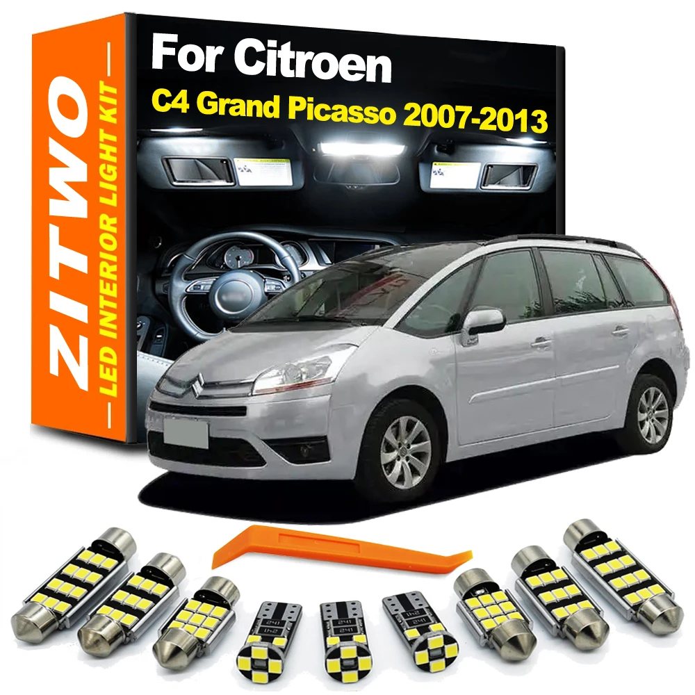

14 шт. для Citroen C4 Picasso Grand Picasso 1 MK1 2007 2008 2009 2010 2011 2012 2013 светодиодная лампа внутренняя карта купольная лампа для чтения комплект