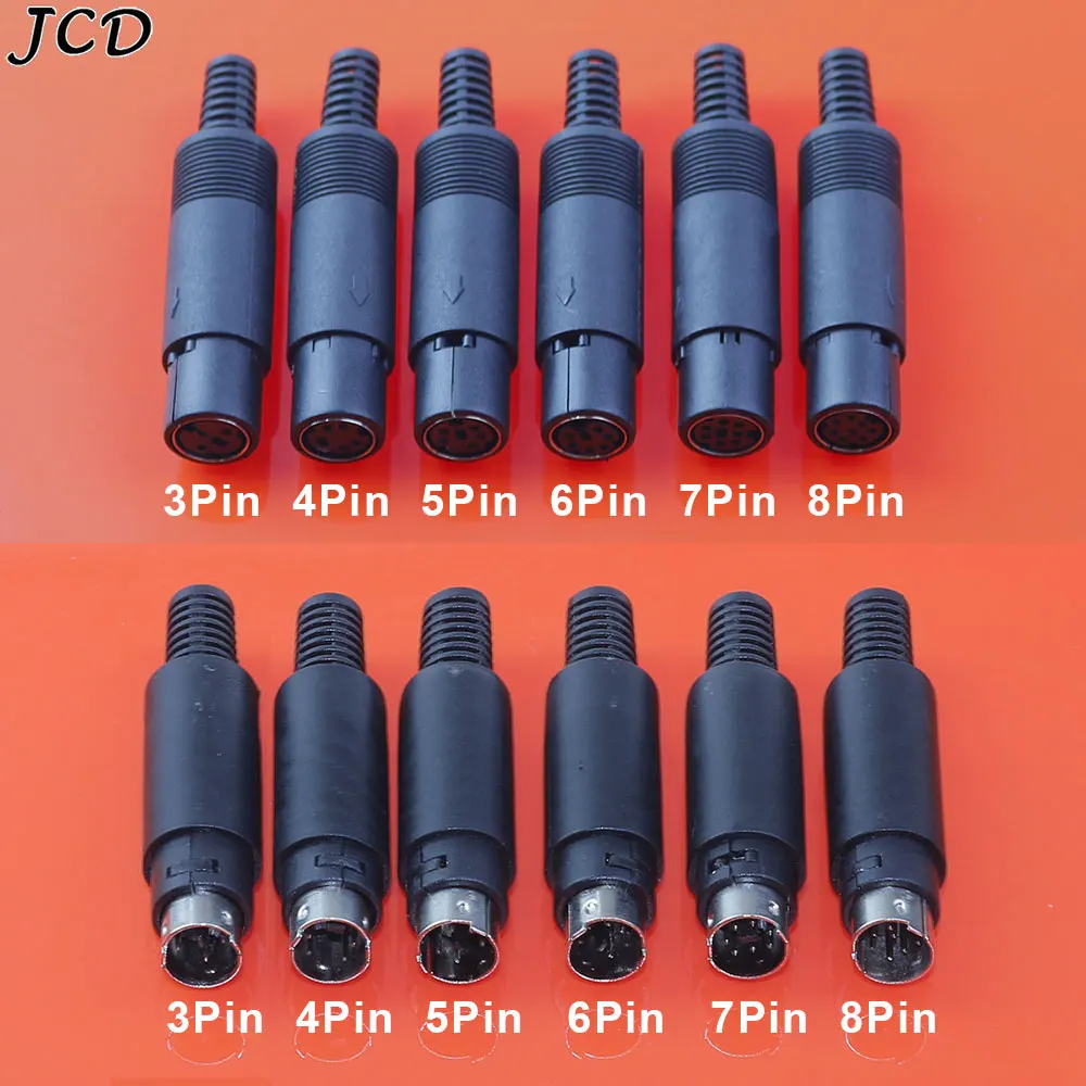 Jcd 2pcs mini 3 4 5 6 7 8 9-poliger Din-Stecker/Buchse mit Kunststoff griff adapter Löt kabel DIY-Stecker