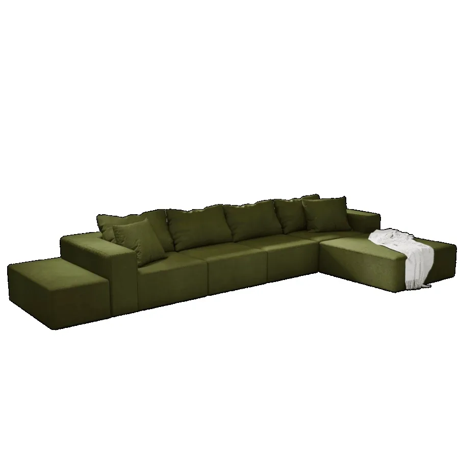 Set di divani componibili imbottiti moderni Set di divani componibili componibili modulari a forma di 132 L con 6 cuscini Combinazione libera