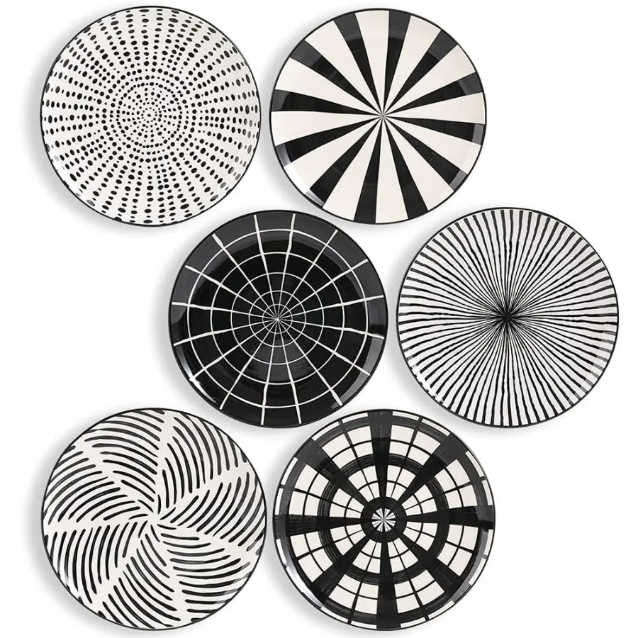 

Современные керамические десертные тарелки в японском стиле, 8-дюймовый набор из 6 предметов для столовой и сервировки, идеально подходят для салата и презентации закусок