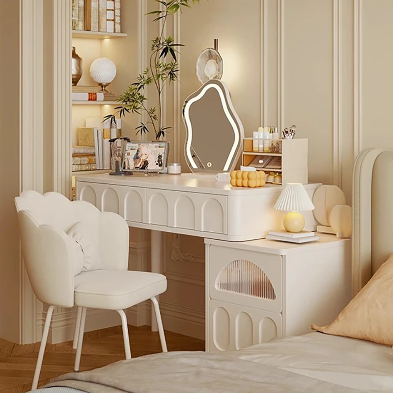Luxury Storage Vanity Table Design Mirror Simple Trendy Vanity Table Modern Nordic Tocador De Maquillaje Bedroom Furniture
