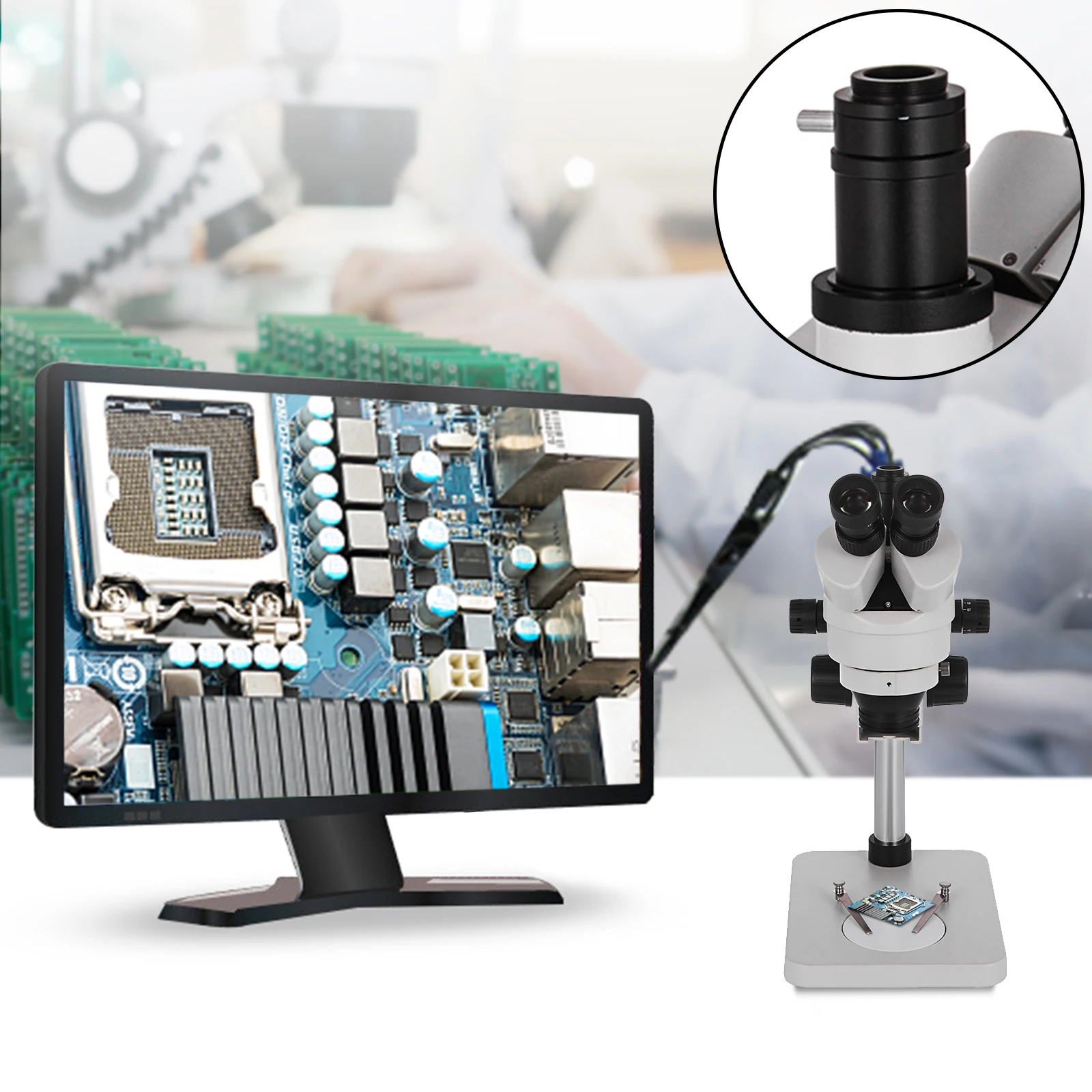 VEVOR 3.5X-90X Trinocular Stereo Microscope 360°Swiveling Trinocular Stereo Microscope with Pillar Stand