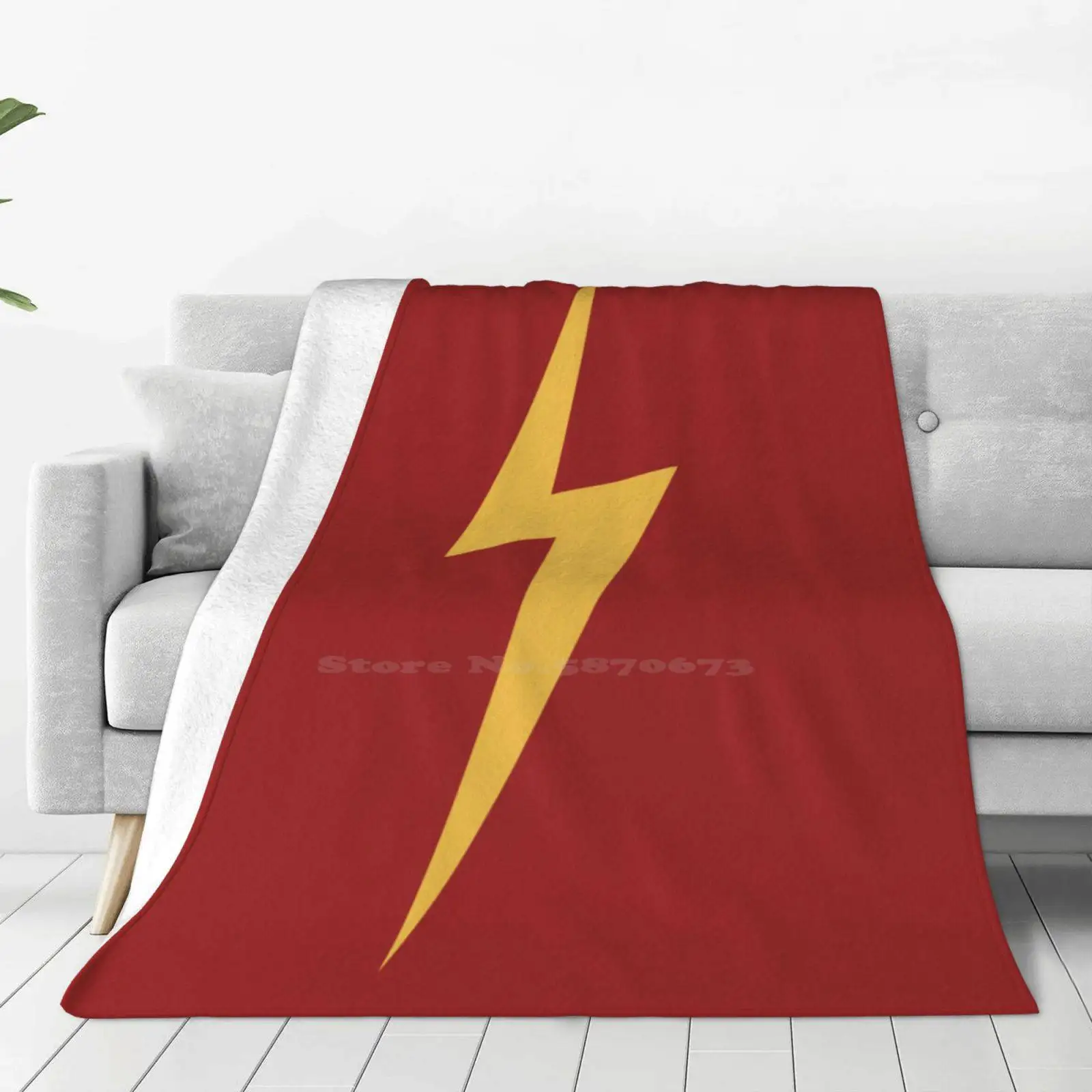 Lightning New Print Novelty Fashion Soft Warm Blanket Lightening Bolt Yellow Sky Thunder Red Magic Superhero Power Fun Logo