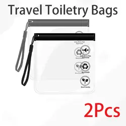 2 pezzi di borse da toilette da viaggio trasparenti borsa per liquidi di sicurezza portatile impermeabile 20x20cm borsa per il trucco sigillata in EVA per l'aeroporto