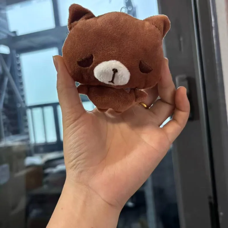 Adorable Brown Bear and Little Black Cat Plush Toy Pendant Cartoon-style Cute Book Bag Decoration Small Pendant view 2
