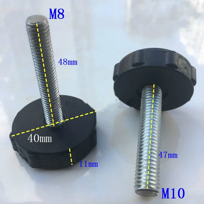 Diâmetro 40 * m8 * m10 altura ajustável pé almofada pé plástico pé mesa cadeira antiderrapante pé parafuso
