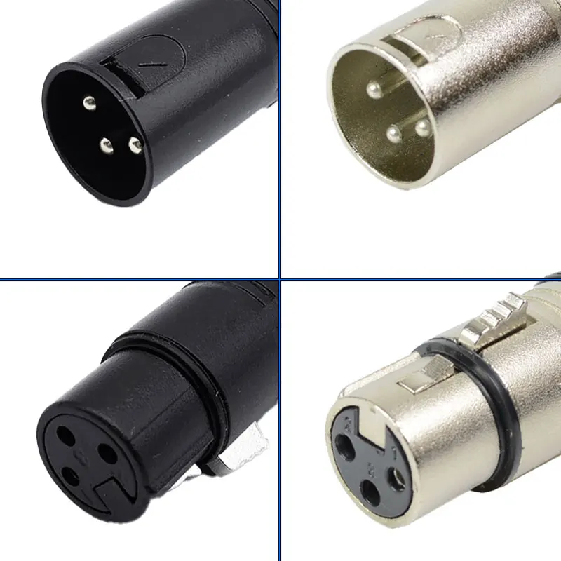 

1PCS XLR 3-Pin Male/Female Microphone Audio Cable Plug Connector Cannon MIC Cable Termination Black Silver Microphone Plugs