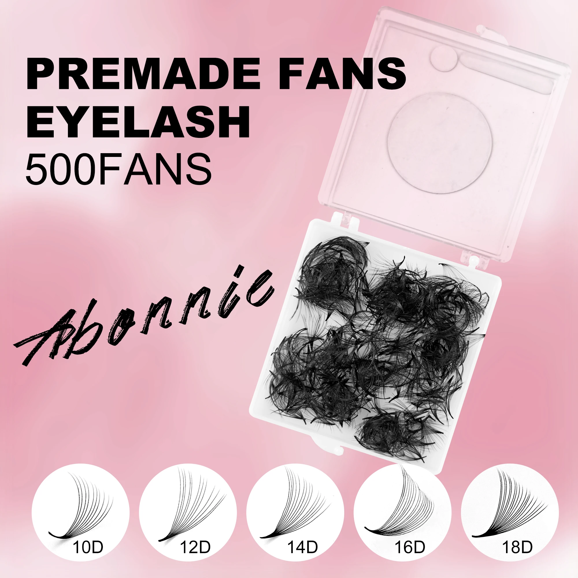 ABONNIE 500 Fans Pointy Base Loose Premade Volume Fans Mega False Russian Lashes Fluffy Individual Lashes Extension Eyelashes