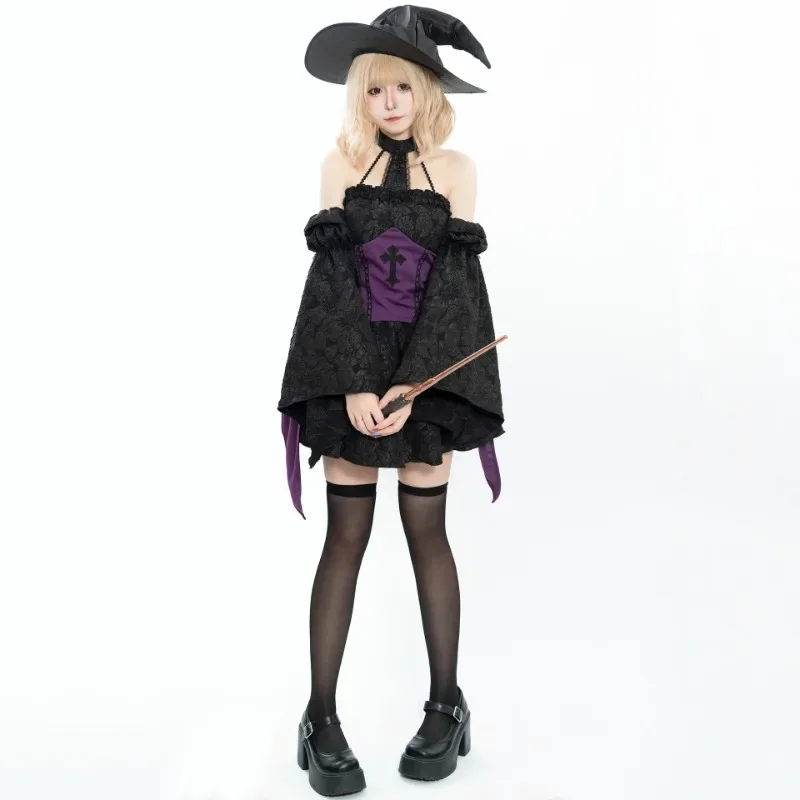 

Lolita Kawaii Halloween Costume Dress | Women's Evil Wizard Cosplay Fancy Carnival Party Outfit