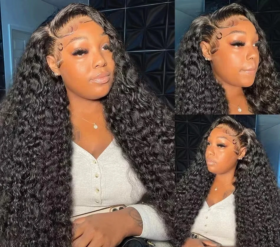 

Парик из натуральных волос 13X6 Deep Wave HD Lace Frontal, кудрявый, Water Wave, 30-40 дюймов, 13X4 Lace Front Wig для женщин, высокая плотность 250%