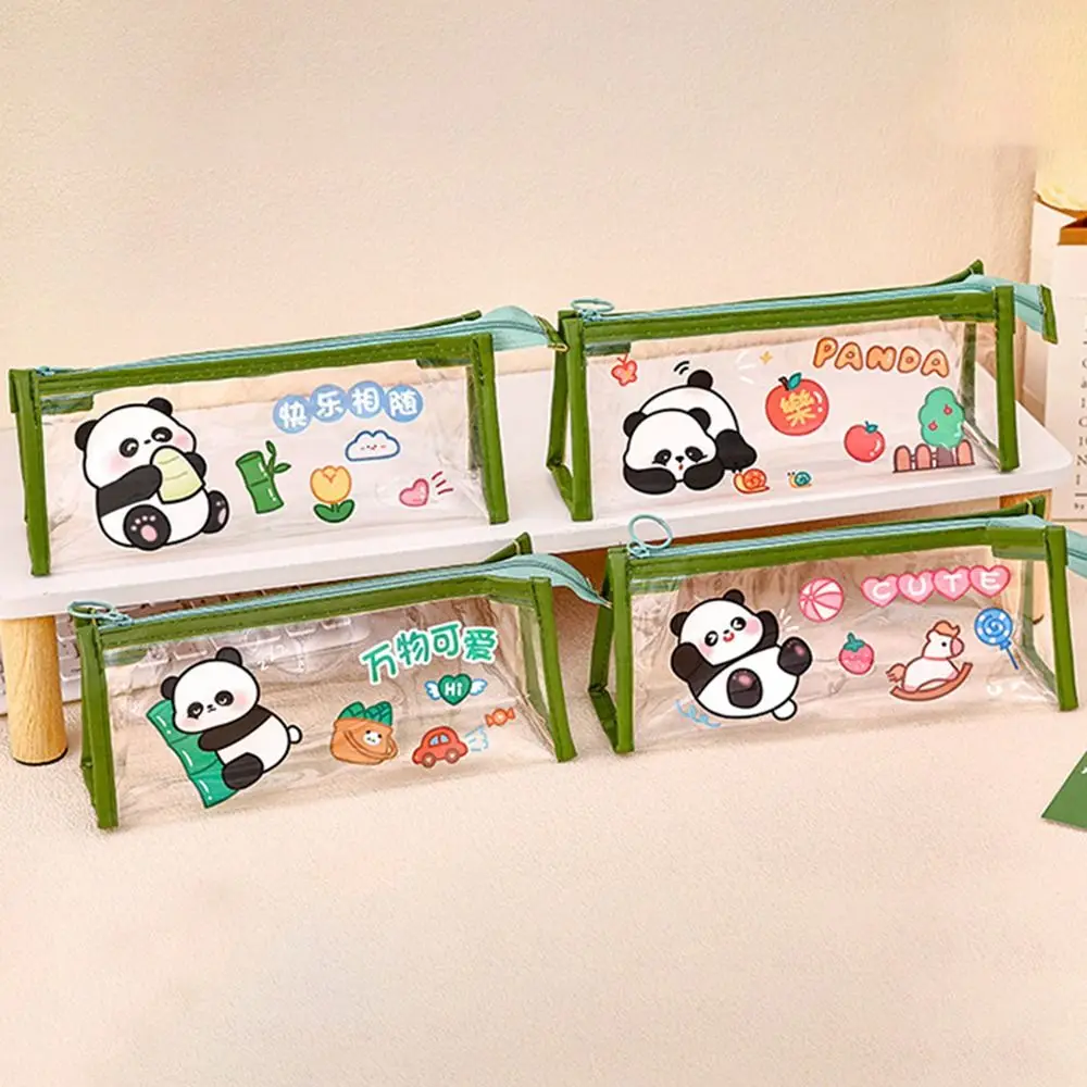 Cute Giant Panda Pencil Bags Transparent Large Capacity Cartoon Pen Case Simplicity High Appearance Level