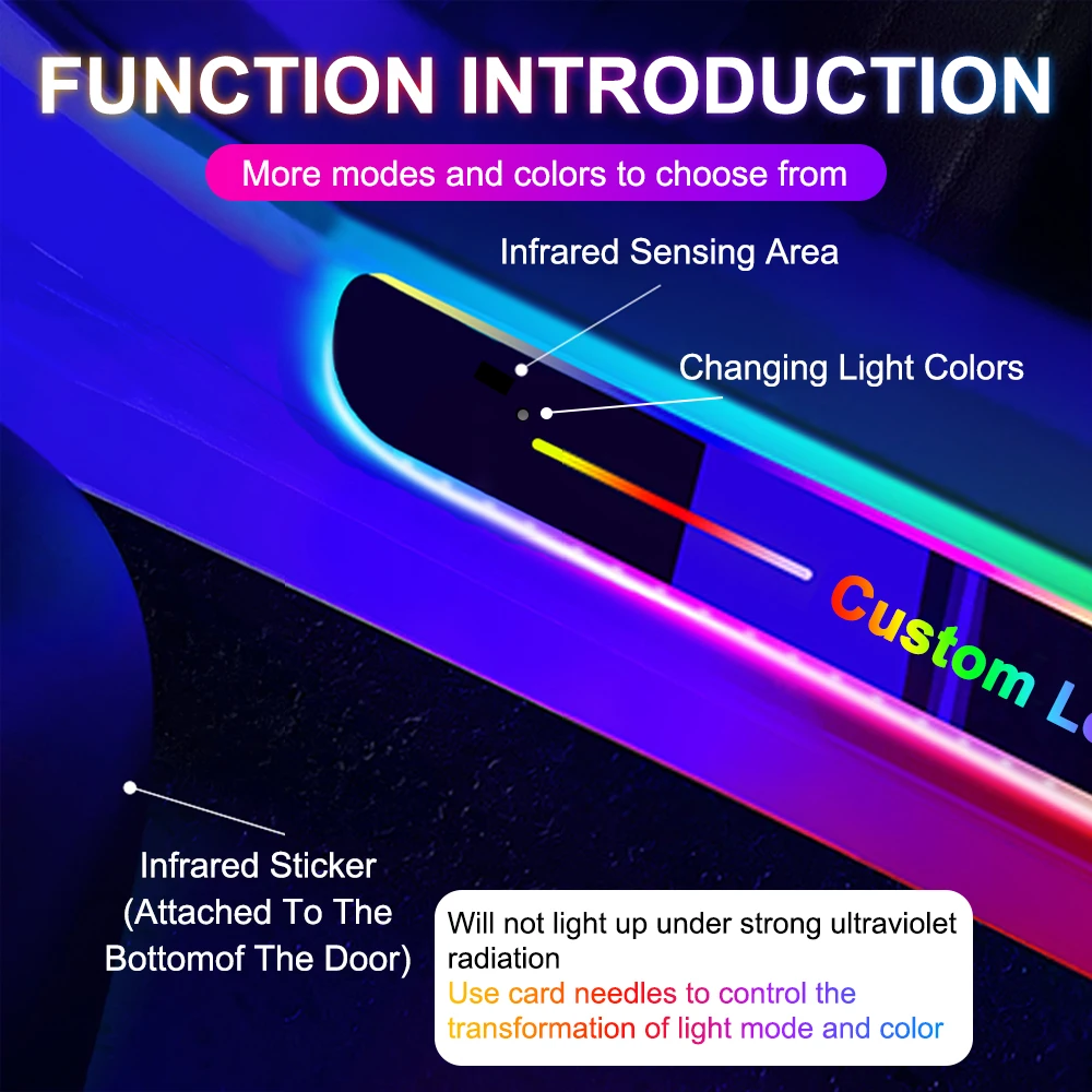 Lampu ambang pintu mobil magnetik, cahaya Logo Infrared Sensor, pengisian Usb otomatis lecet, lampu plat ambang pintu Led