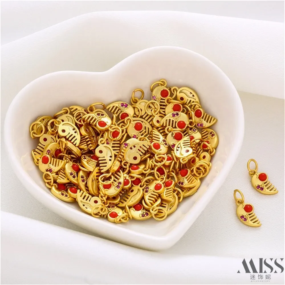 كتم الذهب اللون الاحتفاظ Nanhong الأخضر الصنوبر الزركون قلادة مشط صغيرة DIY بها بنفسك اكسسوارات اليدوية سوار قلادة دلاية مجوهرات