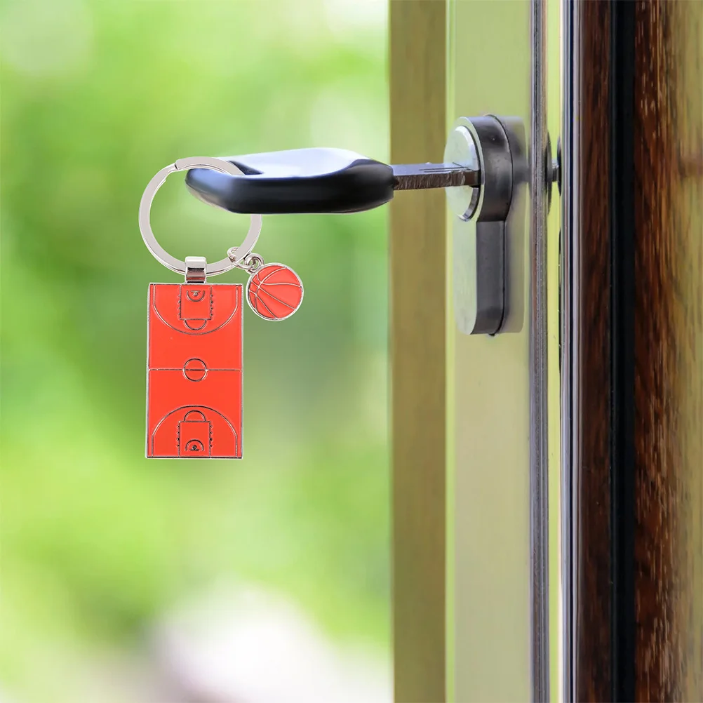 

4Pcs Metal Keychain Basketball Court Pendant Sports Style Bag Hanging Ornament Basketball Fans Gift Sports Club Souvenir