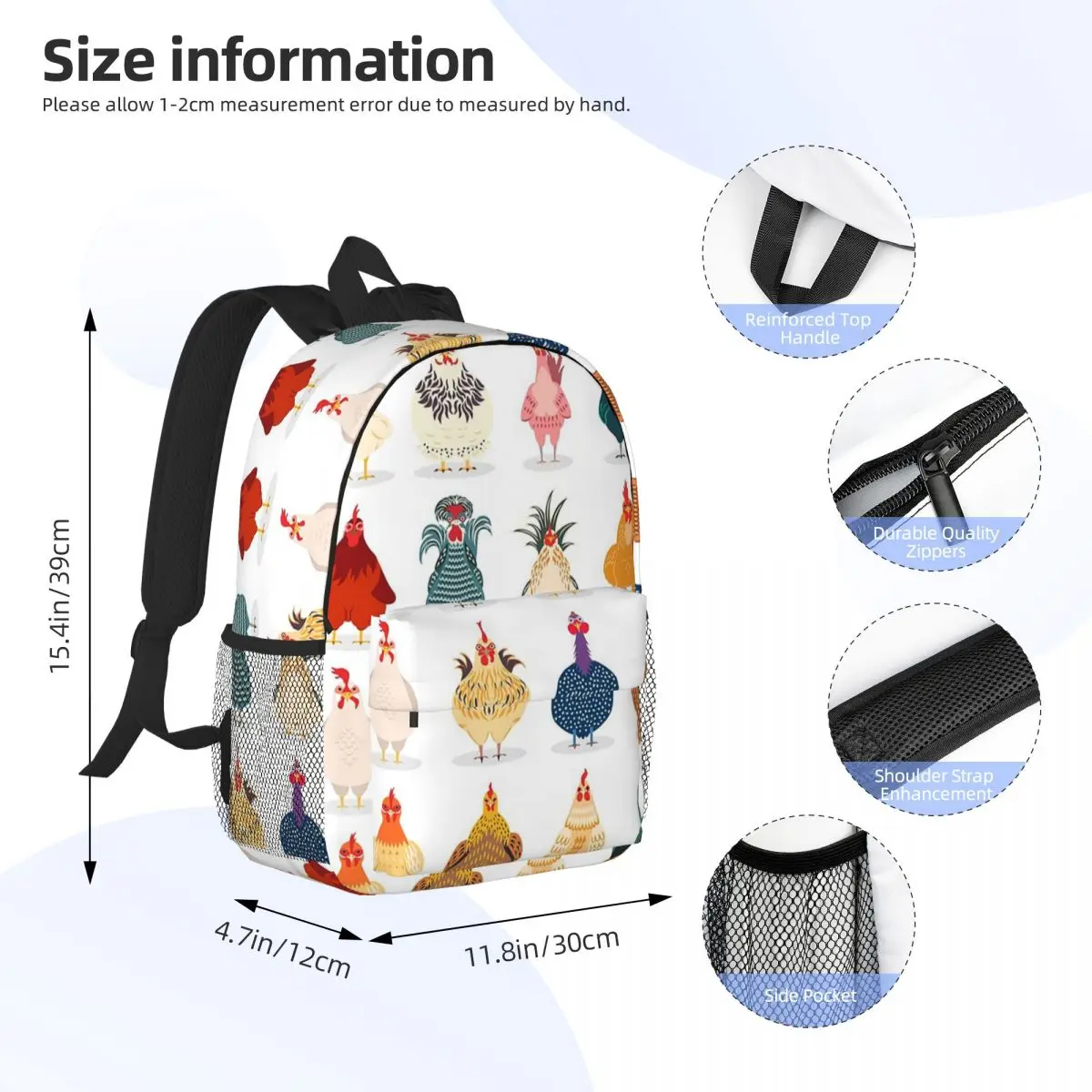 Mochilas De Frango Bonito Para Adolescente, Mochilas Escolares, Mochila De Viagem, Bolsa De Ombro, Moda Adolescente, Estudantes, Grande Capacidade