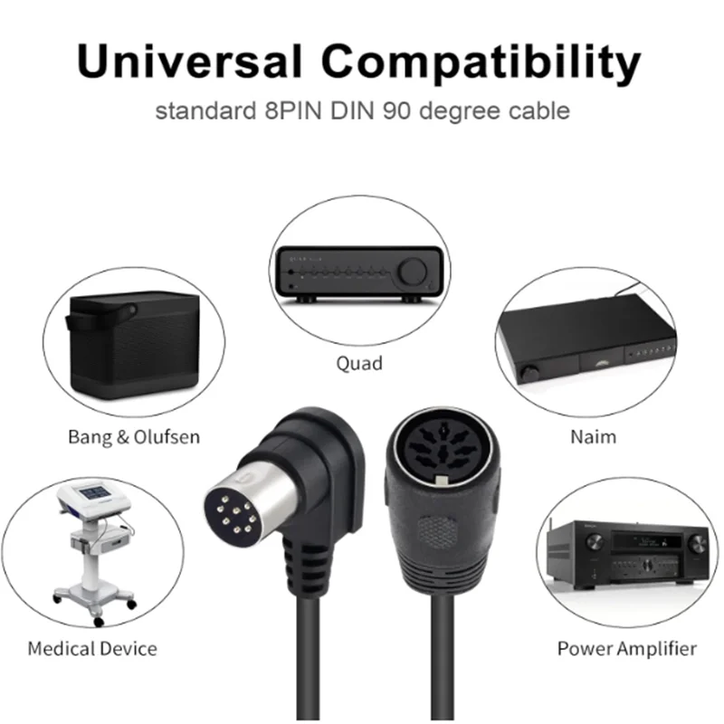 

8-контактный удлинительный кабель DIN MIDI-удлинитель между мужчинами и женщинами, 90 градусов, 8-контактный разъем DIN, совместимый аудиокабель динамика