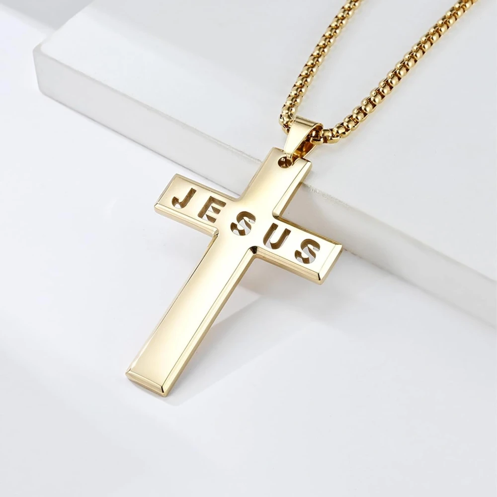 Kreuz-Anhänger aus Edelstahl für Herren, inspirierende Bibel-Schrift-Halsketten, personalisierter Modeschmuck – Detail 5