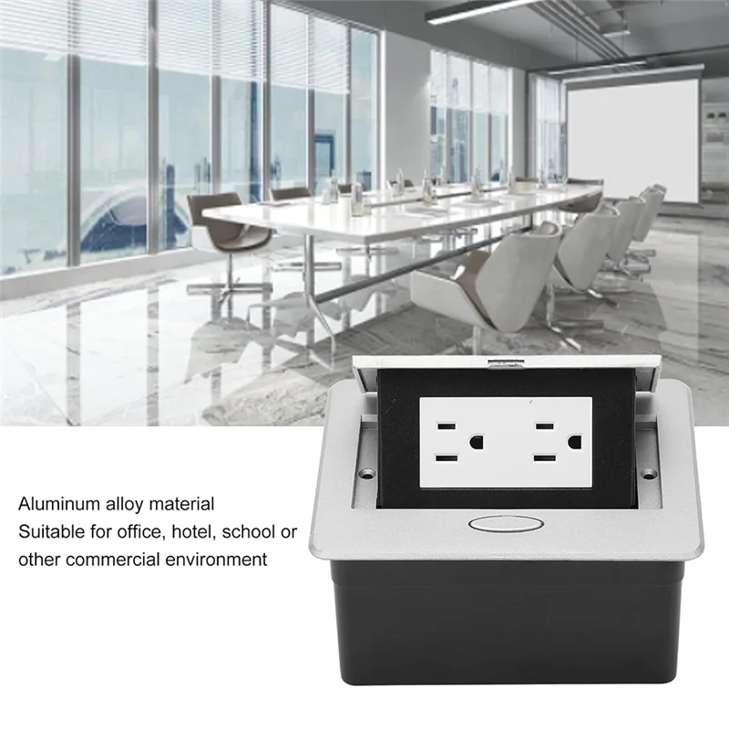 A64K 1 Set 2 Outlets -Up Floor Electrical Outlet Embedded Invisible Socket For Office US Plug