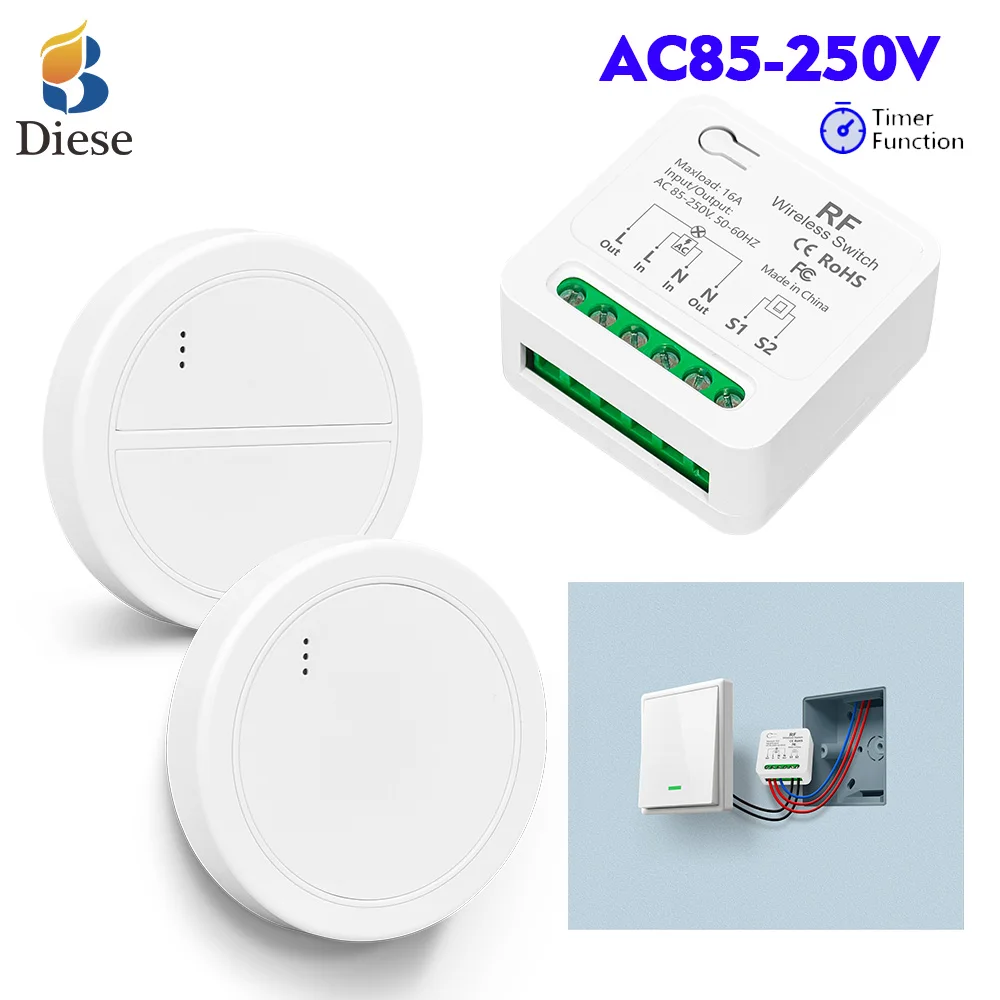

RF433 Universal wireless light switch AC110V 220V 2-way remote control with delay function adapter for smarthome lamp Fan light