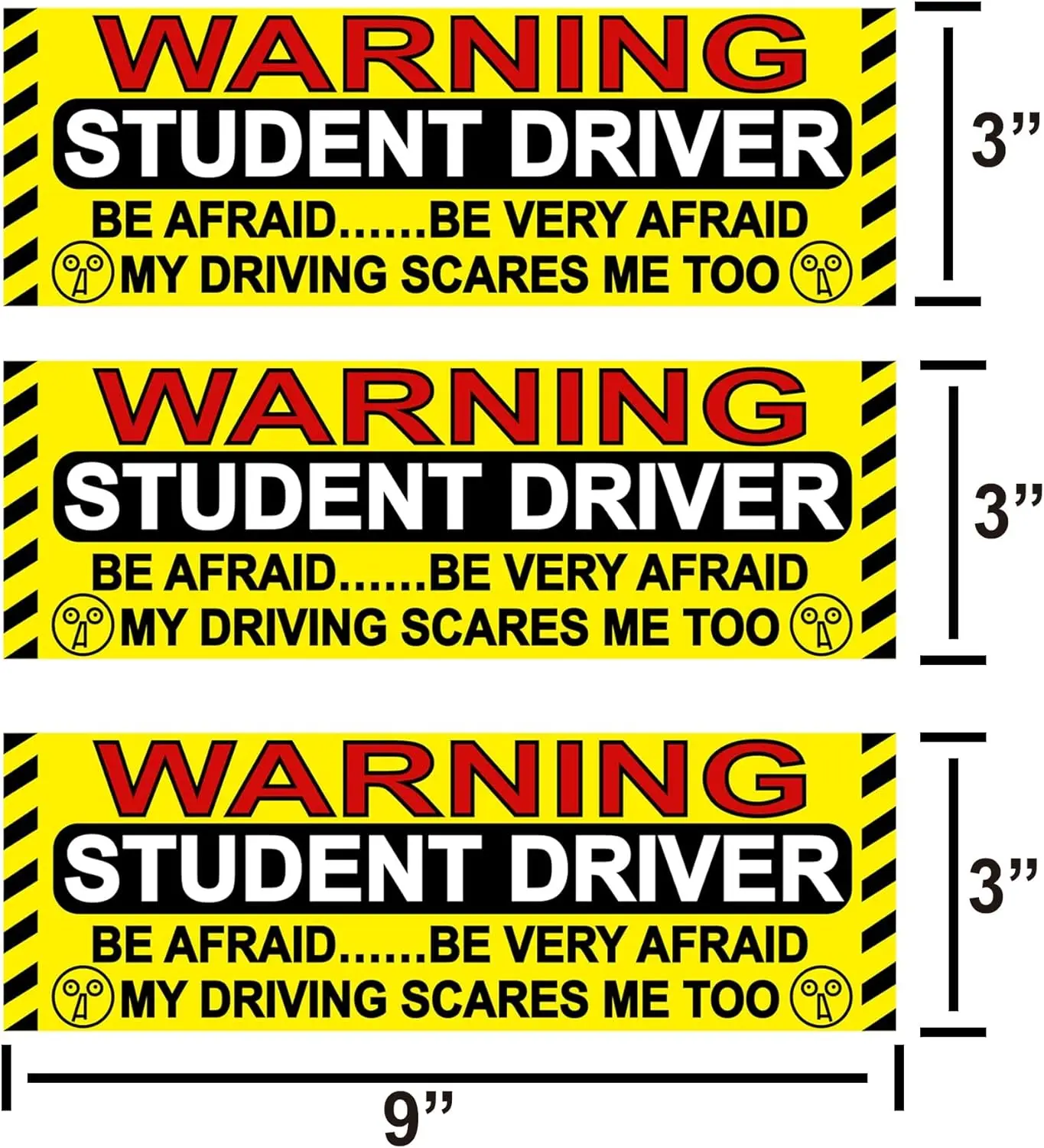 3*9Inch New Drivers Safety Labels New Student Driver Funny Bumper Stickers for Car Please Be Patient Student Driver Decals 4pcs